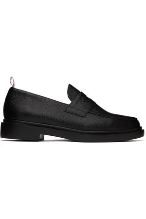 Thom Browne Black Pebble Grain Penny Loafers