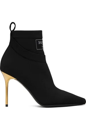 Balmain Black Crewneck Knit Ankle Boots