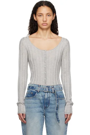 Proenza Schouler Gray White Label Hattie Cardigan