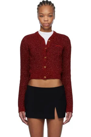 Ganni Red Sparkle Short Cardigan