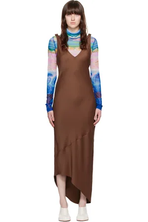 J.W.Anderson Brown V-Neck Midi Dress