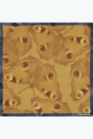 DRIES VAN NOTEN Blue & Yellow Silk Pocket Square