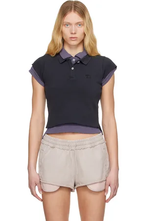 Alexander Wang Navy Layered Shrunken Polo