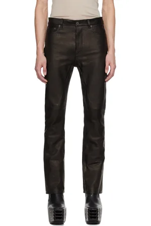 Rick Owens Black Jim Cut Leather Pants