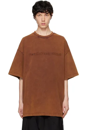 Feng Chen Wang Brown Washed Logo T-Shirt