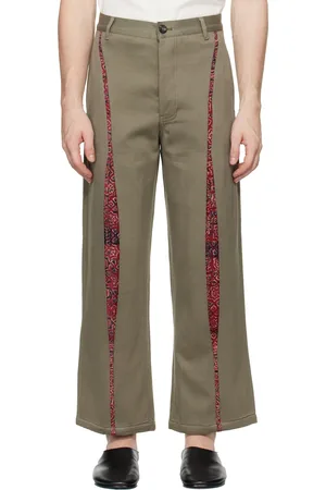 Kartik Research Khaki Double Box Pleated Trousers
