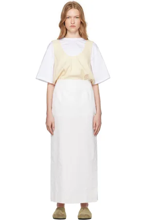 Carven Yellow & White Long Two-Tone Maxi Dress