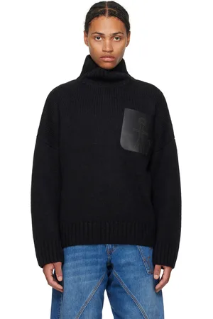J.W.Anderson Black Leather Patch Pocket Turtleneck