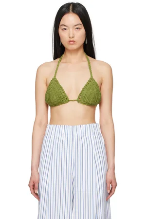 DRIES VAN NOTEN Green Halter Bikini Top