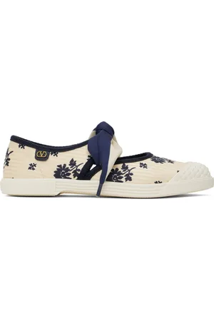 VALENTINO GARAVANI Off-White & Navy Bay By Bay Ballerina Sneakers