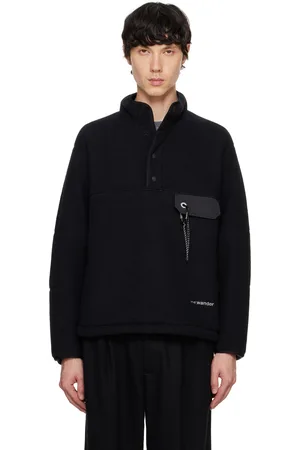 and wander Black Wool Fleece Sweatshirt