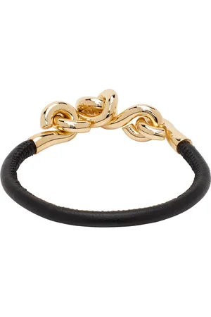 Bottega Veneta Black Loop Leather Bracelet