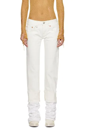 R13 White Cuffed Boy Jeans