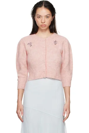 Simone Rocha Pink Cropped Alpaca Knit Cardigan
