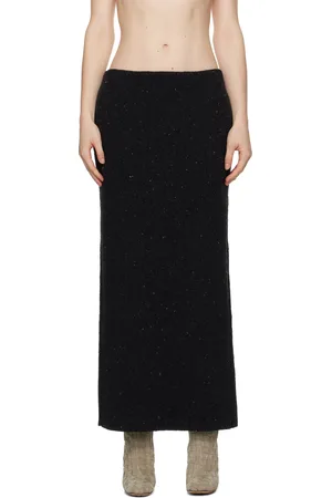 Bottega Veneta Gray Wool Tailored Maxi Skirt