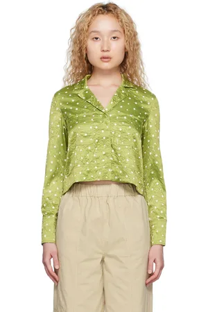 Ganni Green Crinkled Shirt