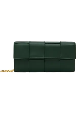 Bottega Veneta Green Intreccio Cassette Chain Bag