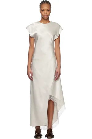 J.W.Anderson Off-White Asymmetric Lace Trim Layered Midi Dress