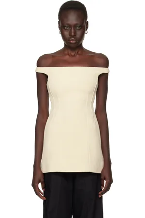Totême Beige Curved Off-Shoulder Camisole