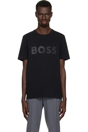 HUGO BOSS Black Cotton-Jersey Large Logo T-shirt