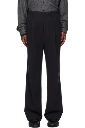 Auralee Black Brushed Super Fine Wool Flannel Trousers