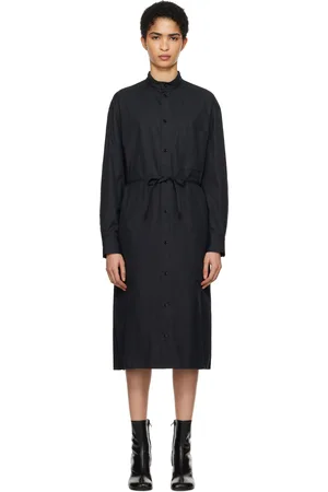 LEMAIRE Black Drawstring Shirt Midi Dress