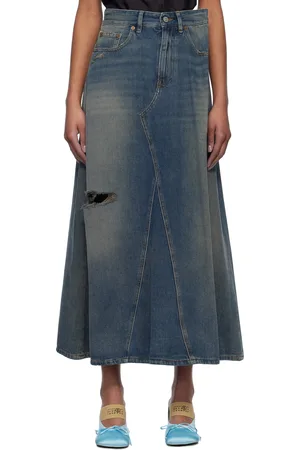 Maison Margiela Blue Darting Denim Midi Skirt