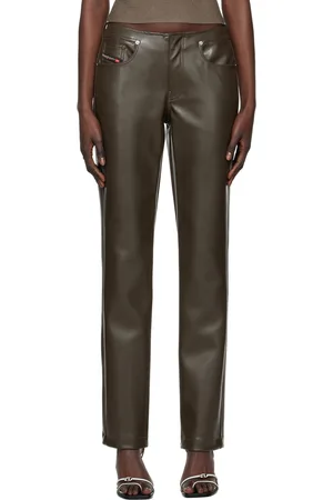 Diesel Green P-Cirsium Faux-Leather Trousers