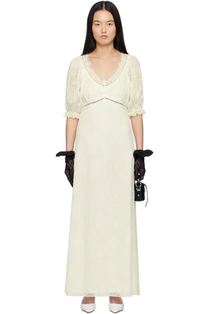 Anna Sui Off-White Poppy Embroidered Maxi Dress