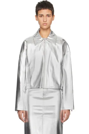 Staud Silver Lennox Faux-Leather Jacket