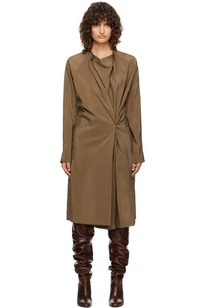 LEMAIRE Tan Twisted Blouse Dry Silk Midi Dress