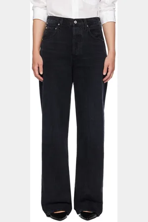Citizens of Humanity Black Ayla Baggy Cuffed Crop Jeans