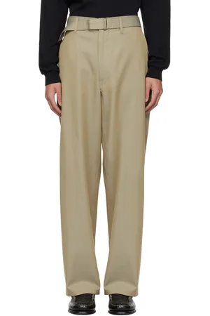 Auralee Taupe Belted Trousers