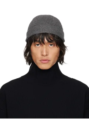 Auralee Gray Wool Soft Cord Knit Beanie