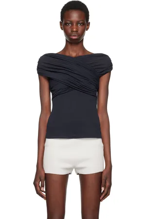 Ami Navy Draped Blouse