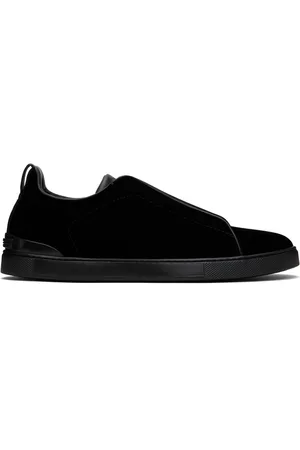 Ermenegildo Zegna Black Velvet Triple Stitch Sneakers