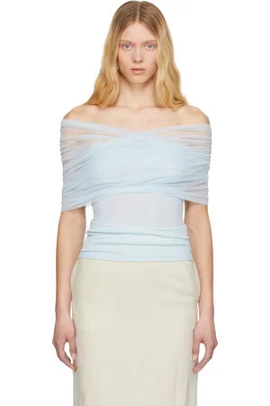 CHRISTOPHER ESBER Blue Crossed Tulle Top