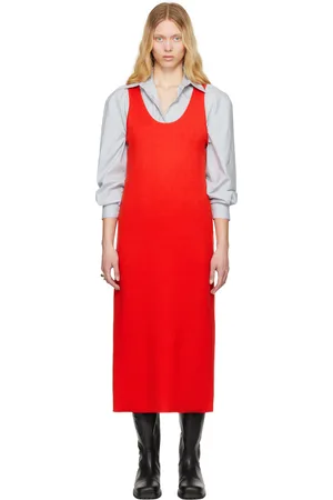 Auralee Cotton Silk Stretch Knit Midi Dress