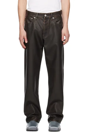 Sunflower Brown Loose Faux-Leather Trousers