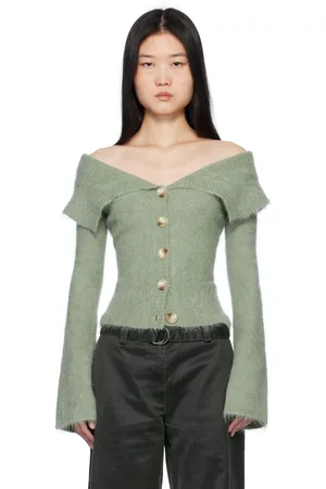Holzweiler Green Off Shoulder Cardigan
