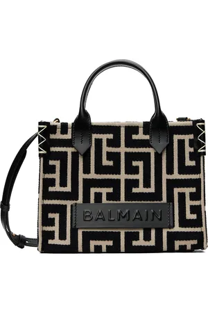 Balmain Black & Beige B-Army Monogrammed Jacquard Bag