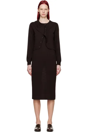 LEMAIRE Brown Layered Midi Dress