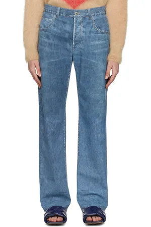 Bottega Veneta Blue Printed Leather Pants
