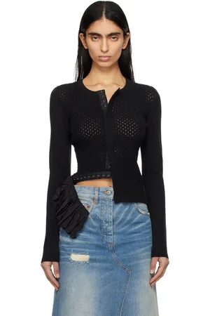 Maison Margiela Black Detachable Knit Woven Mix Cardigan