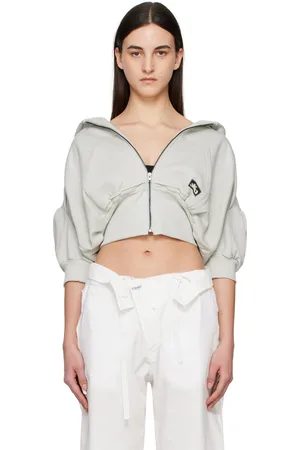 OTTOLINGER Gray Cropped Short Sleeve Hoodie