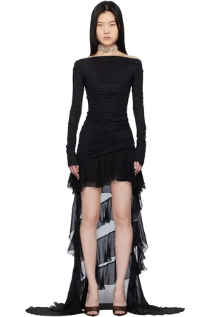 BLUMARINE Black Chiffon Train Minidress