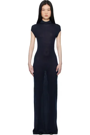 Alaïa Navy Cashmere Maxi Dress