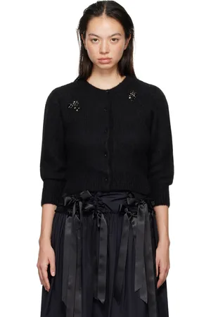 Simone Rocha Black Cropped Alpaca Knit Cardigan