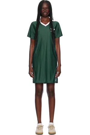 adidas Green Adicolor 3-Stripes Pinstripe Minidress