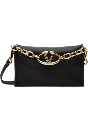 VALENTINO GARAVANI Black Vlogo Chain Clutch Bag